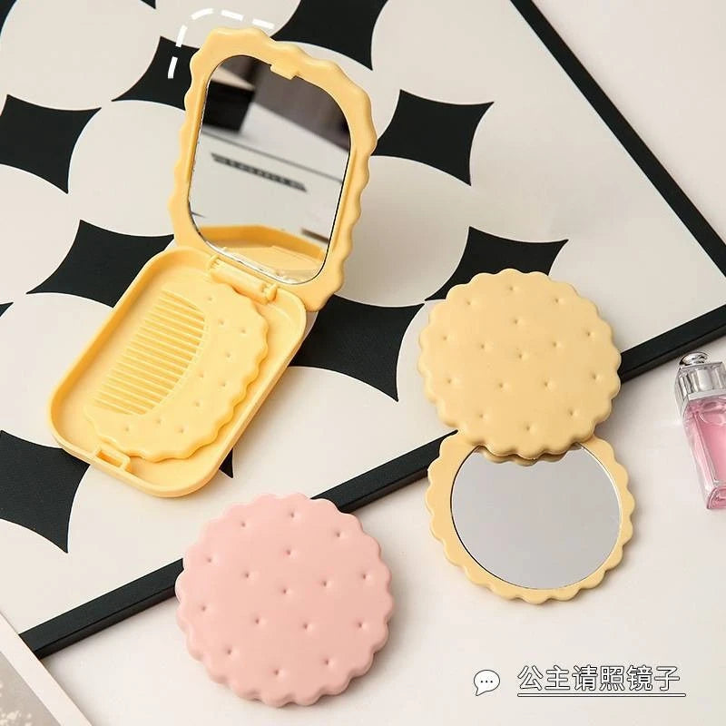 Cheese Biscuit Pocket Mirror – Foldable Mini Makeup Mirror Pocket Makeup Mirror QXL