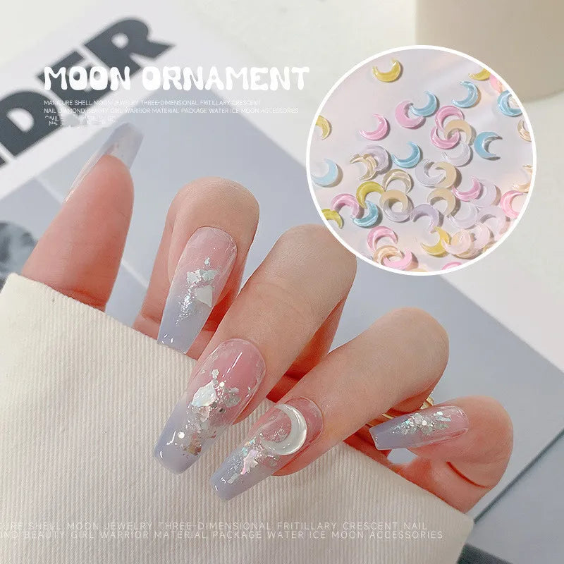 50-Pack Crystal Moon Nail Art Charms | Kawaii Resin Rhinestones Nail Art Charms QXL