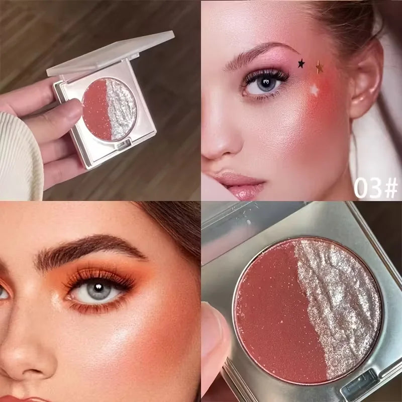 Dual-Color Highlighter & Contour Palette | Pink & Gold Glow Highlighter Palette QXL