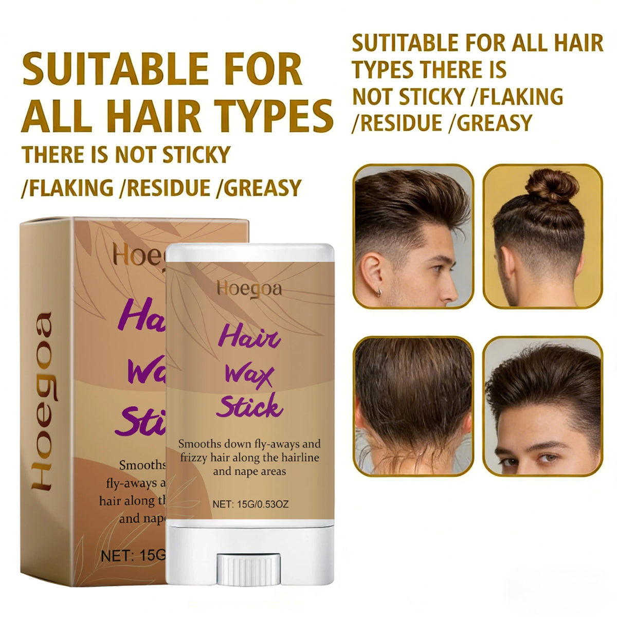 HOEGOA Beeswax Hair Wax Stick | Anti-Frizz & Flyaway Control Hair Wax Pomade QXL