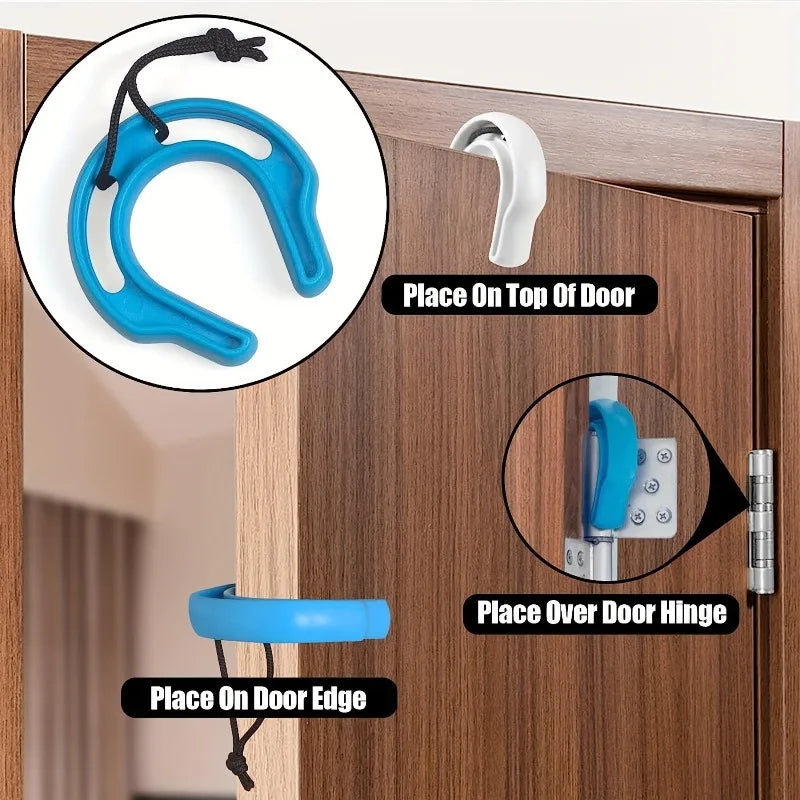 Under Door Doorstop Blue & White Polished Metal Finish with Rope Decorative Doorstop QXL