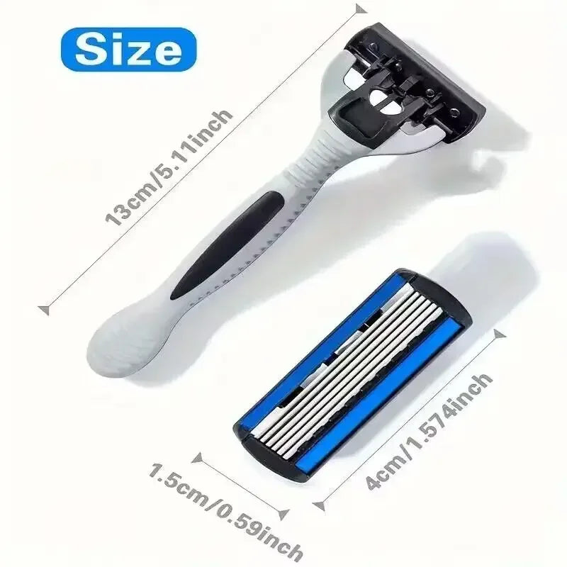 Vvocci Men's 6-Blade Safety Razor + 12 Replacement Blades Men's Safety Razor QXL