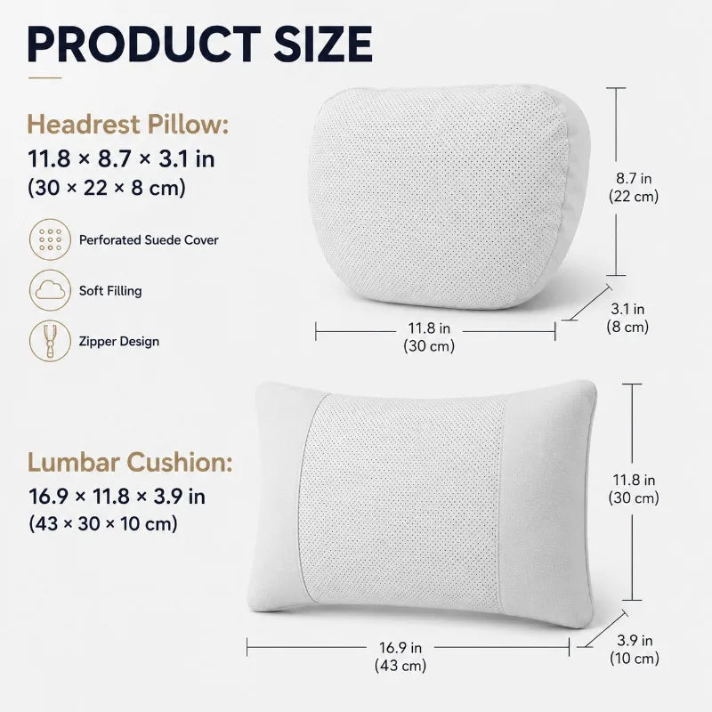 Perforated Car Headrest Pillow & Neck Cushion | Suede Cover Car Seat Cushion QXL