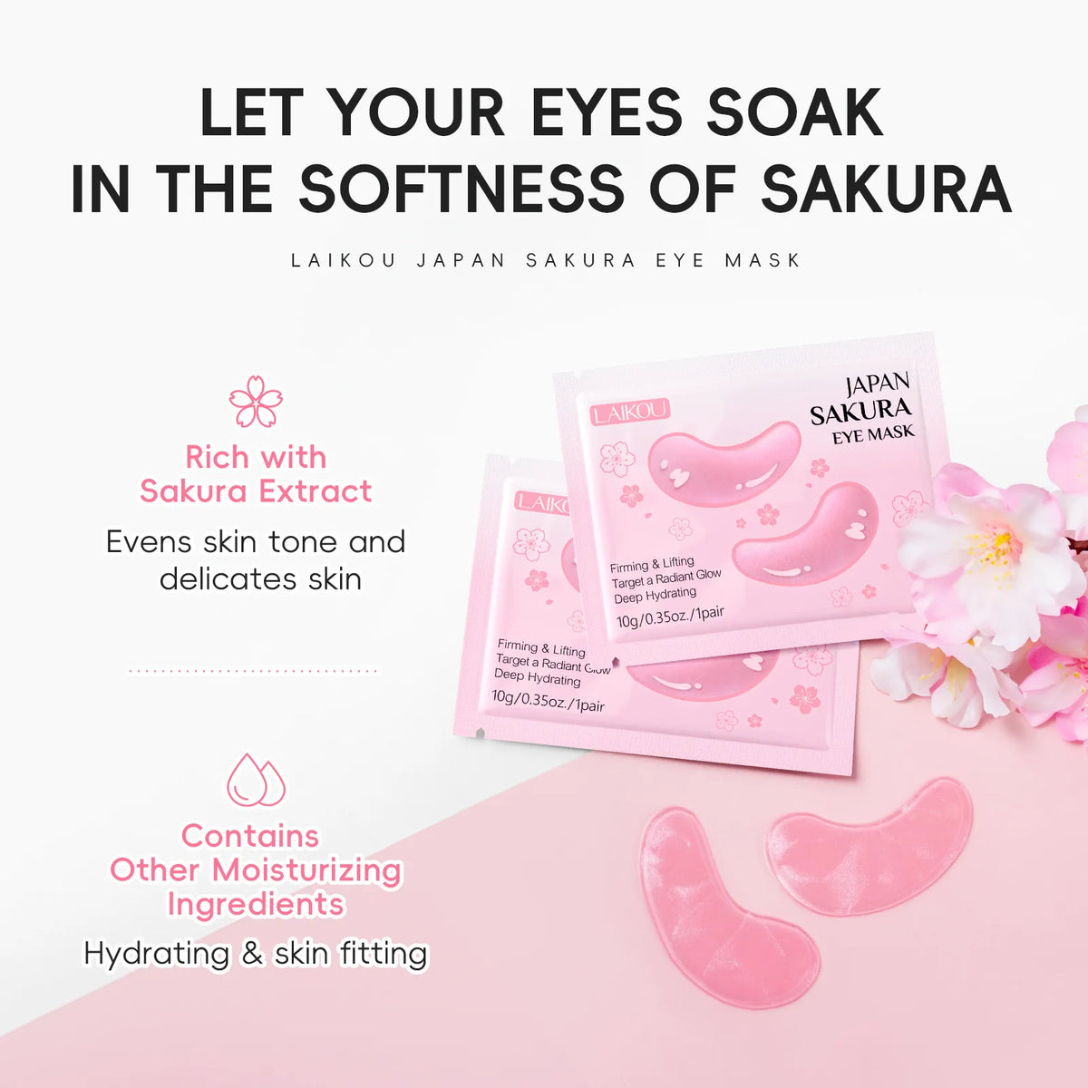 LAIKOU Eye Patches – Moisturising & Firming Under-Eye Masks Under-Eye Mask Patches QXL