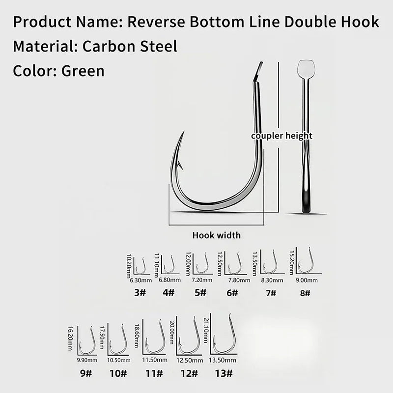 2-Hook Carp Hair Rig | Barbed Steel Hook Sizes 3#–14# Carp Fishing Rig QXL