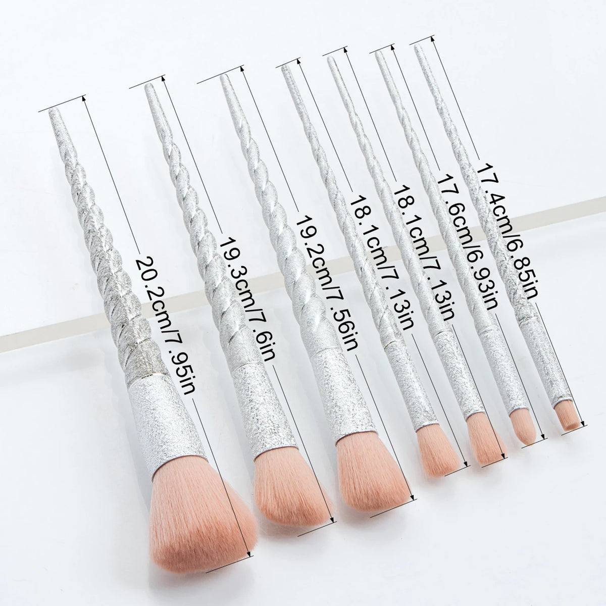 7-Pc Spiral Handle Makeup Brush Set – Face, Eye & Blush Makeup Brush Set QXL