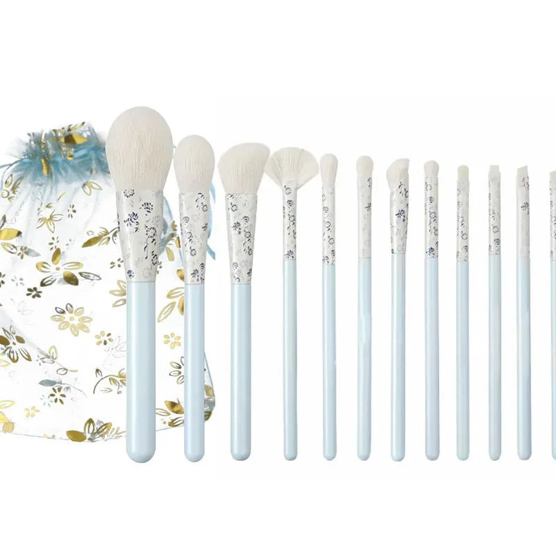 Blue & White Porcelain 12-Pc Pro Makeup Brush Set – Soft Makeup Brush Set QXL