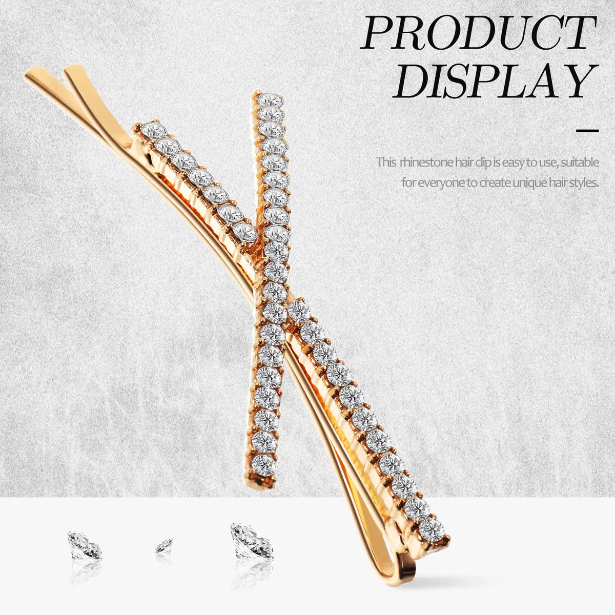 4-Pack Rhinestone X-Shape Hair Clips | Bridal Metal Hairpins Rhinestone Hair Clips QXL