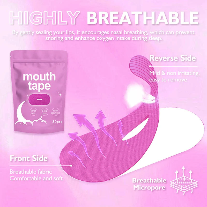 30-Pack Anti-Snoring Mouth Tape | Nose Breathing Sleep Aid Sleep Mouth Tape QXL