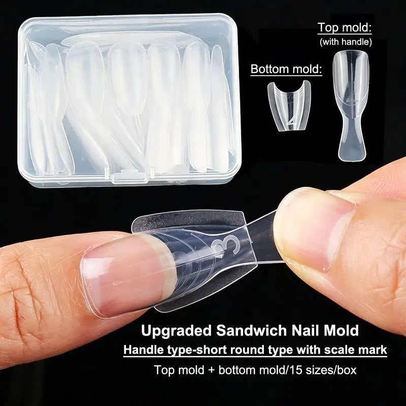 60-Pc Dual Nail Forms | Sandwich Mold for Gel & Acrylic Dual Nail Forms QXL