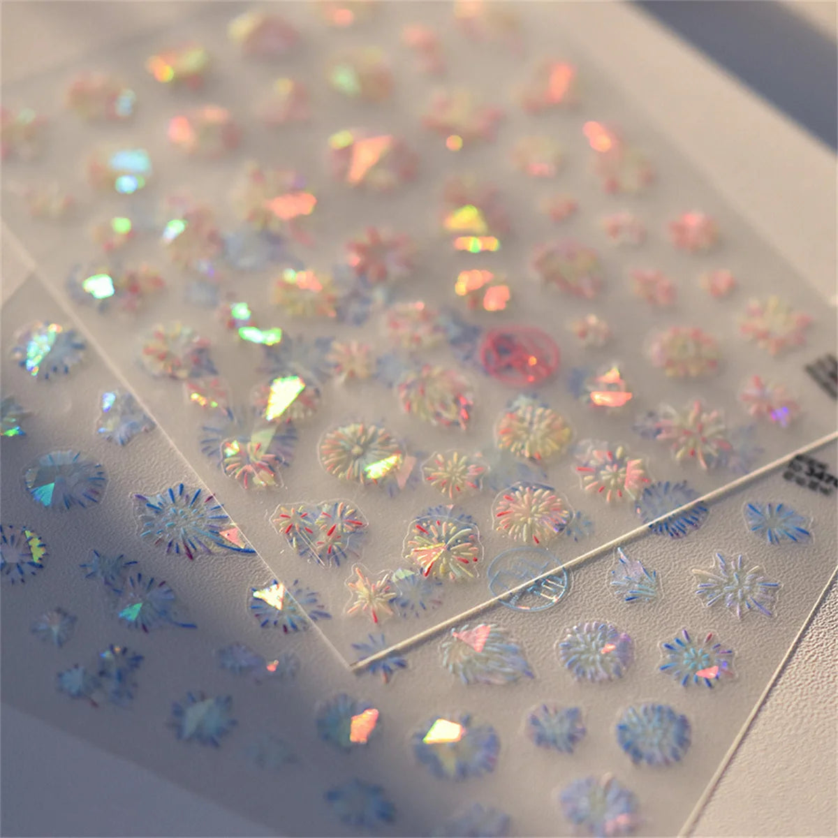 5D Kawaii Fireworks Nail Stickers | Laser Self-Adhesive Decals Nail Art Stickers QXL
