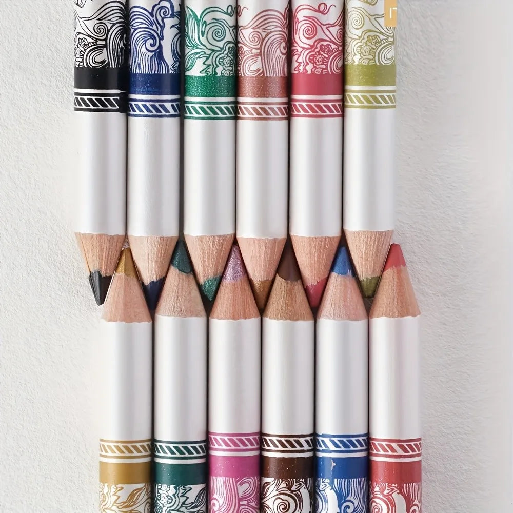 12-Pack 2-in-1 Eyeliner & Lip Pencil | 12 Colors Waterproof Eyeliner Pencil Set QXL
