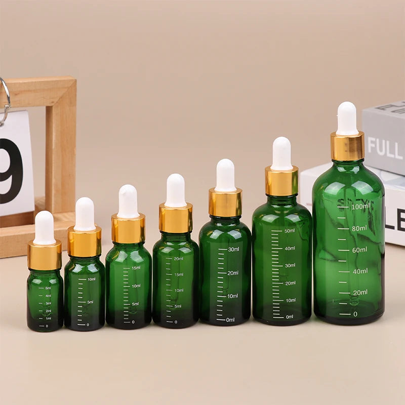Green Glass Dropper Bottles 5ml–100ml | Graduated Refillable Glass Dropper Bottle QXL