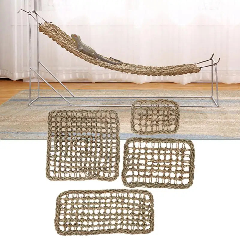 Reptile Hammock Climbing Mat | Seaweed Rope Gecko Cage Bed Reptile Habitat Accessory QXL
