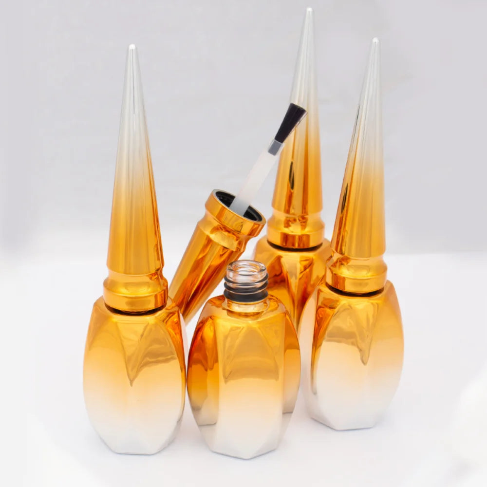 15ml Empty Glass Nail Polish Bottles | Gold & Blue Cap Set Nail Polish Bottles QXL