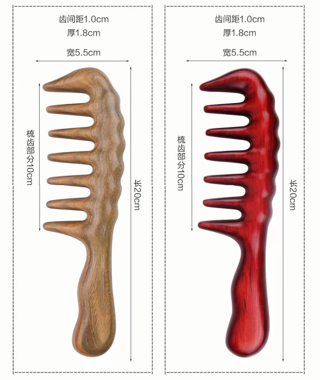 Sandalwood Wide Tooth Scalp Massage Comb with Handle Scalp Massage Comb QXL