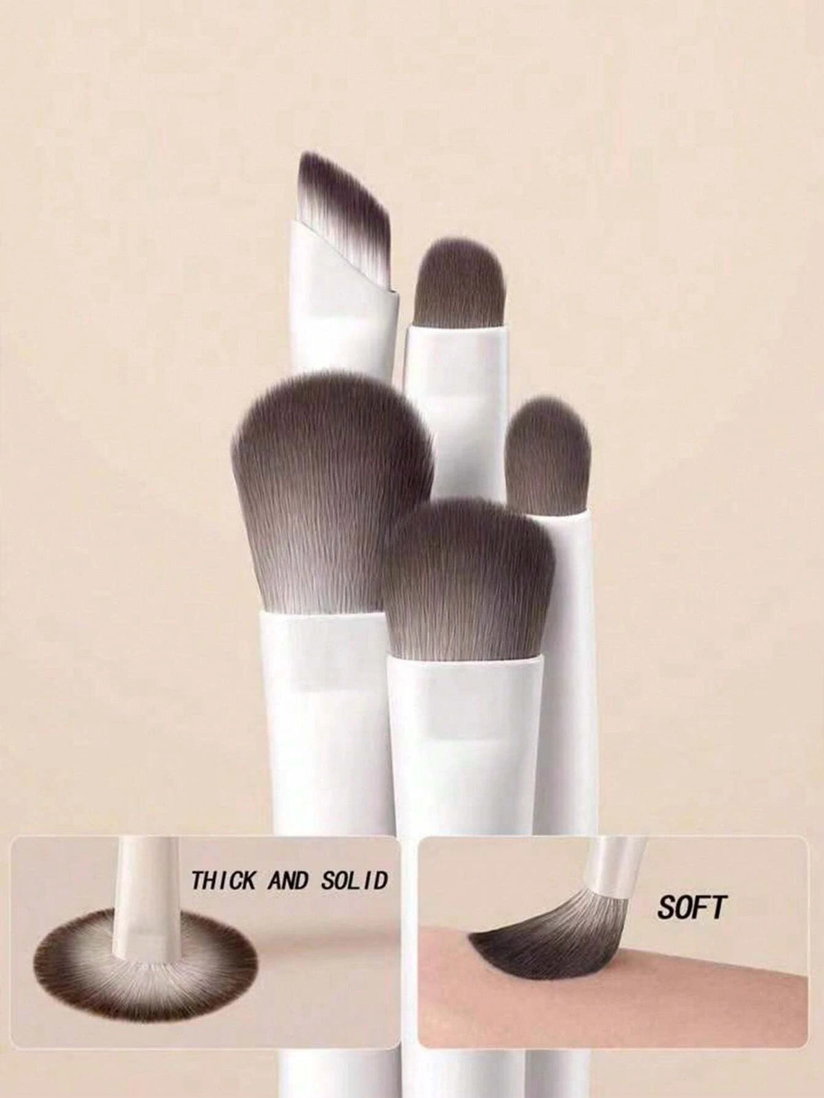 5-Piece Makeup Brush Set | Powder, Blush, Eyeshadow & Spoolie Makeup Brush Set QXL