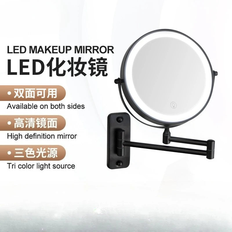 Wall-Mount LED Makeup Mirror | Double-Sided 3–10x Magnifying LED Vanity Mirror QXL
