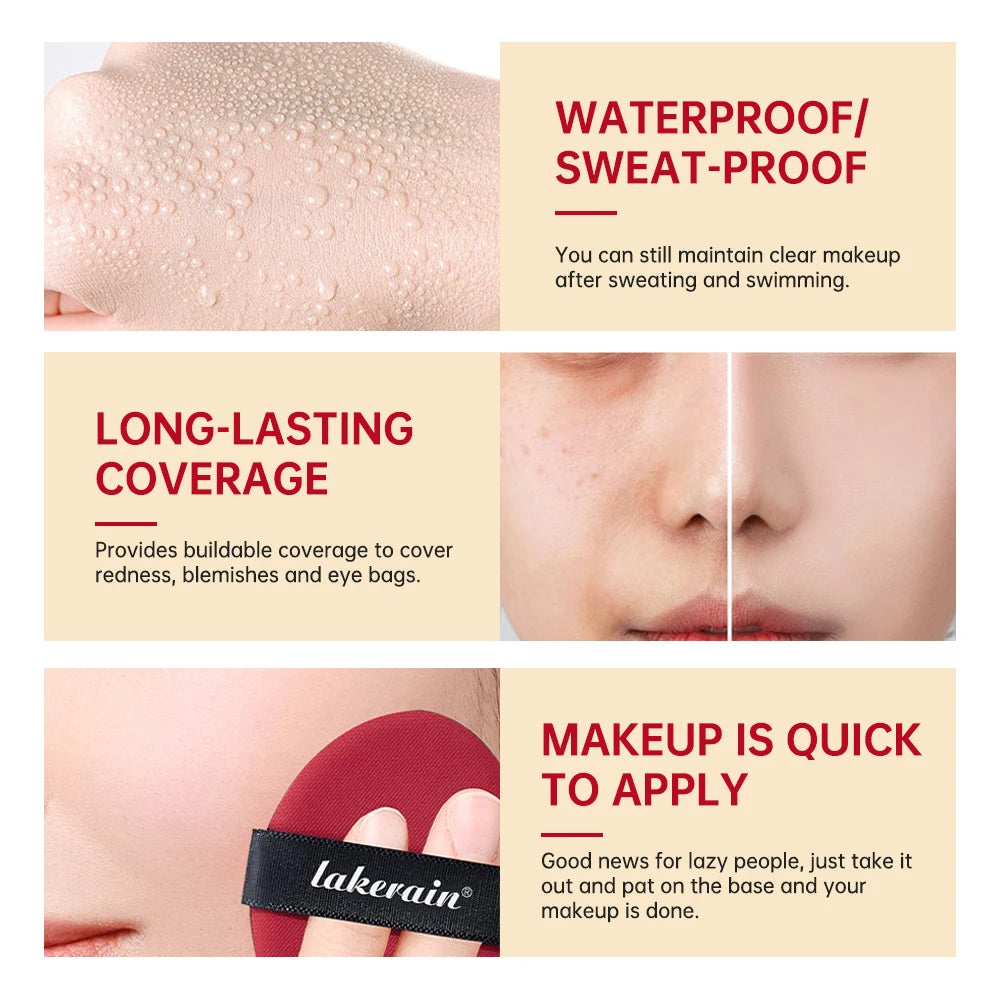 Lakerain Cushion Foundation SPF | Waterproof Full Coverage Cushion Foundation QXL
