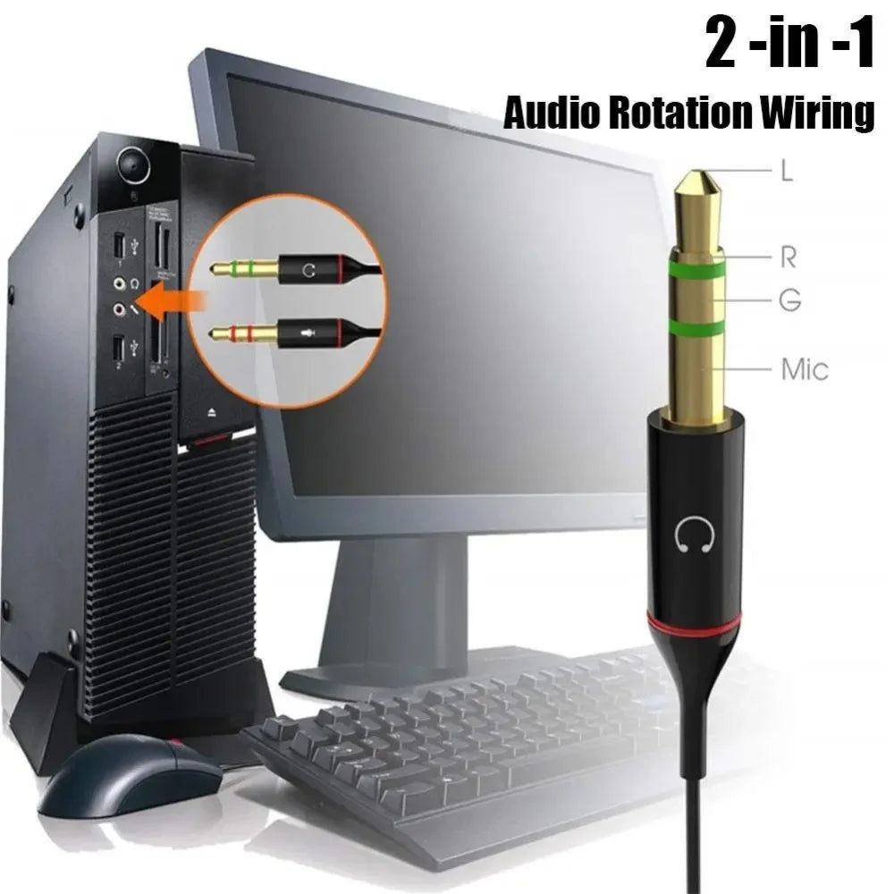 3.5mm Audio Y Splitter – 1 Male to 2 Female AUX Adapter Audio Splitter Cable QXL