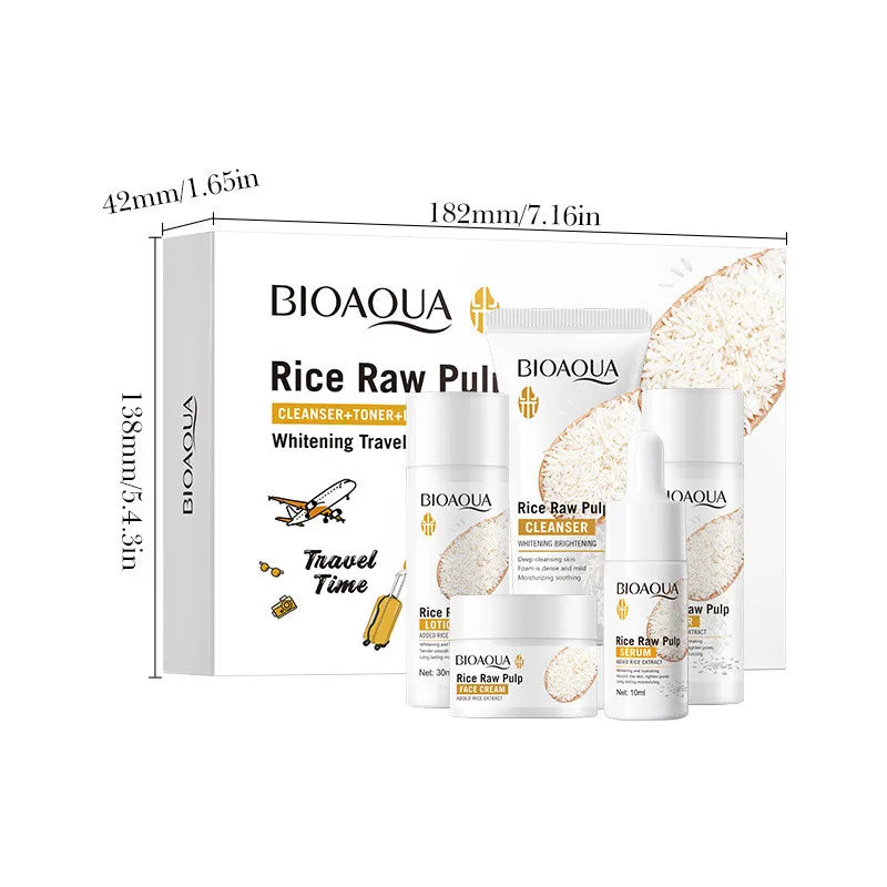 BIOAOUA 5-Pc Rice Extract Brightening Travel Skincare Set Brightening Skincare Set QXL Set