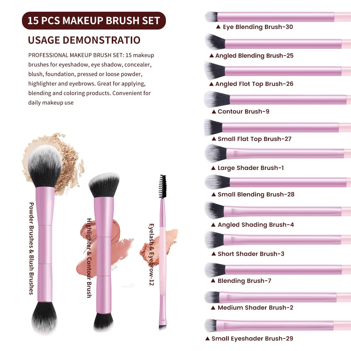 LUXEBLEND 15-Pc Double-Ended Makeup Brush Set | All-in-One Makeup Brush Set QXL
