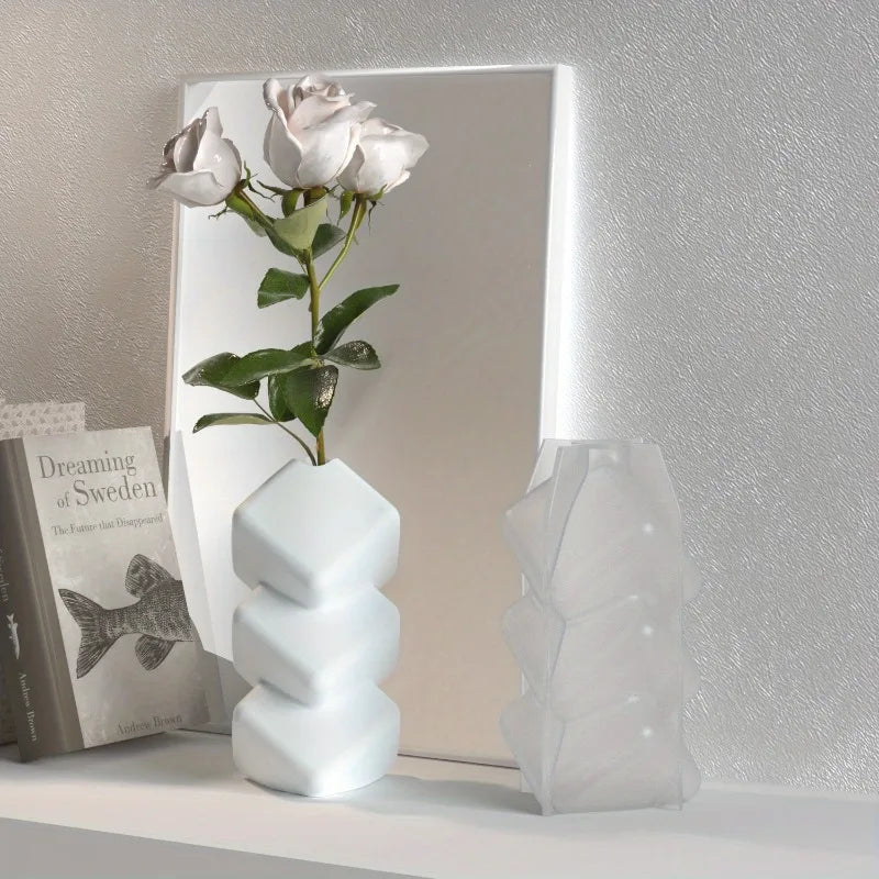 3-Tier Oblique Square Silicone Mold | Geometric Vase DIY Craft Silicone Craft Mold QXL