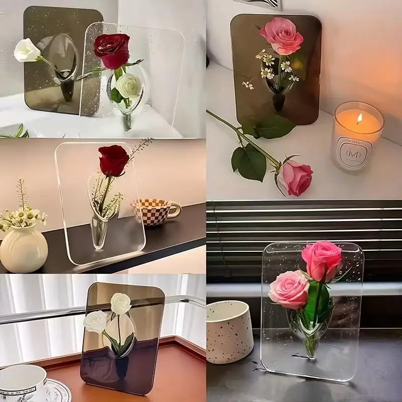 Clear Acrylic Rectangular Vase | Frame Design Home Decor Gift Decorative Vase QXL