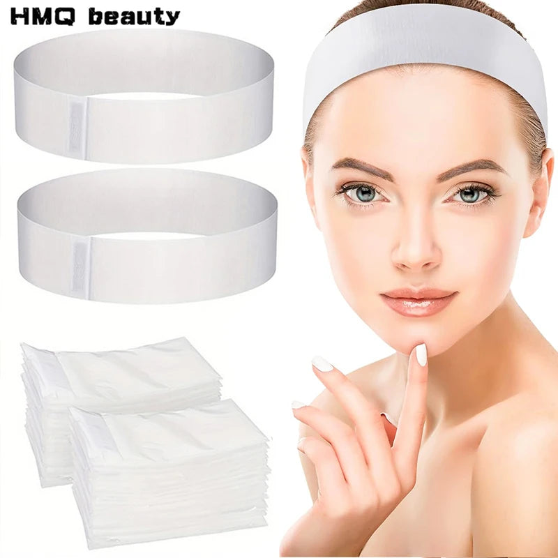 Disposable Spa Facial Headbands | Non-Woven Soft Wrap 10/50/100pk Disposable Facial Headband QXL