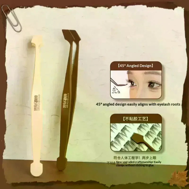 Curved Anti-Stick Eyelash Tweezers | 45° Stainless Steel Eyelash Tweezers QXL