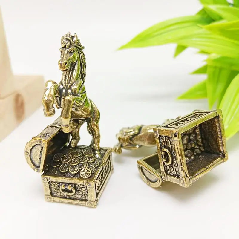 Brass Feng Shui Zodiac Horse Statue | Home & Office Decor Decorative Figurine QXL