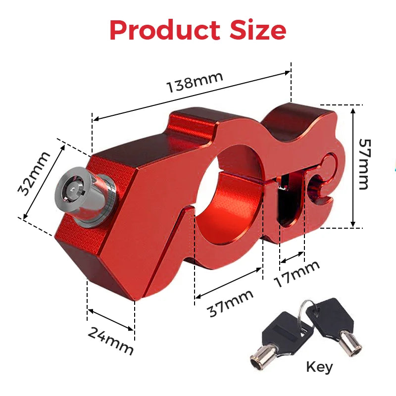 CNC Aluminium Motorbike Handlebar Grip Lock | Anti-Theft + Keys Motorcycle Security Lock QXL