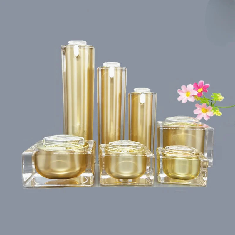Square Acrylic Pump Bottle 30/50/100ml | Refillable Travel Refillable Pump Bottle QXL