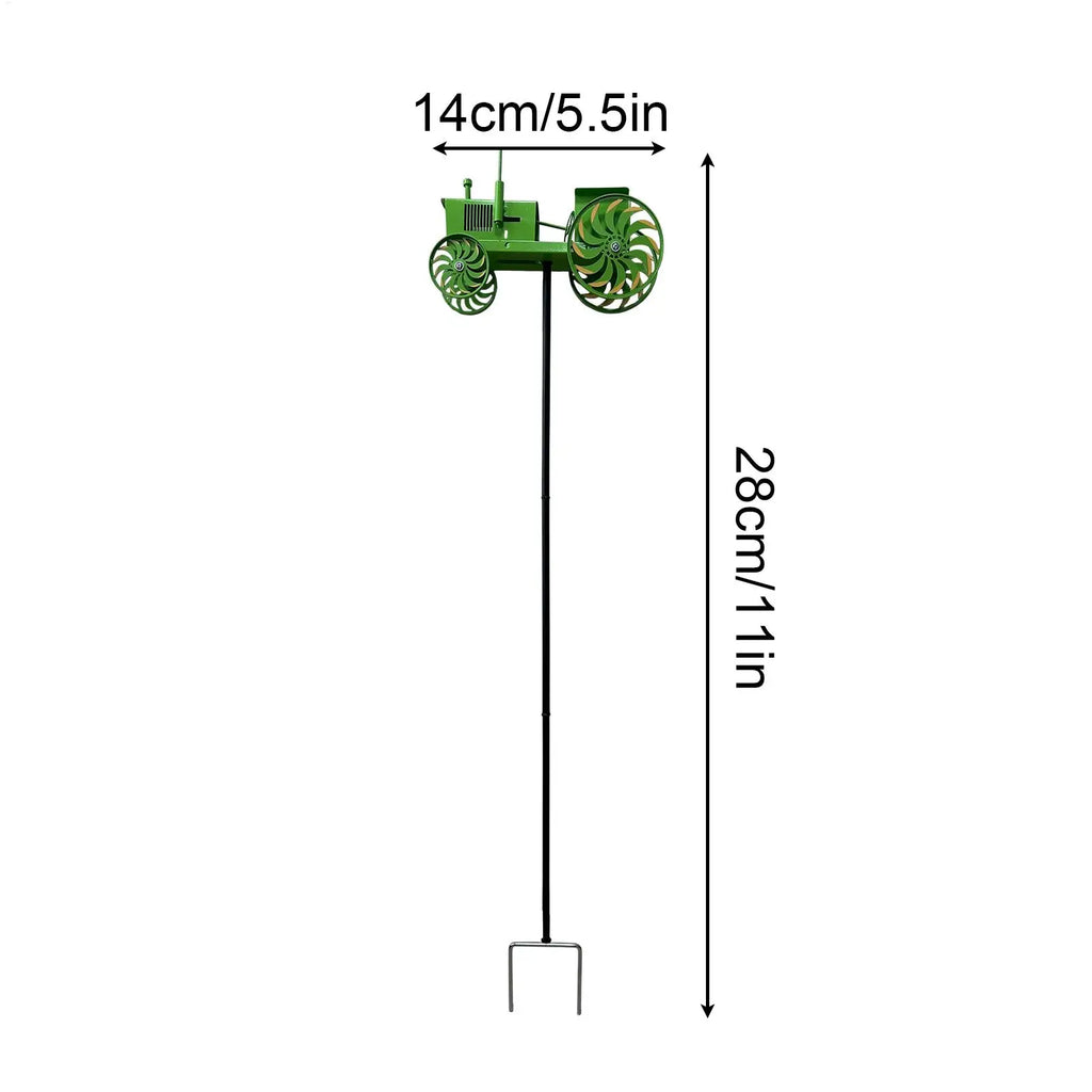Green Tractor Wind Spinner Stake | Rotating Garden Windmill Garden Wind Spinner QXL
