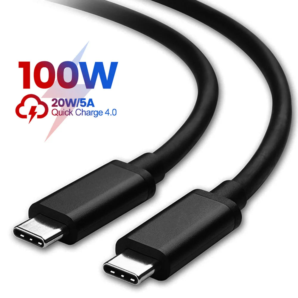 100W USB-C to USB-C Fast Charging Cable 1M/2M | PD 5A USB-C Charging Cable QXL
