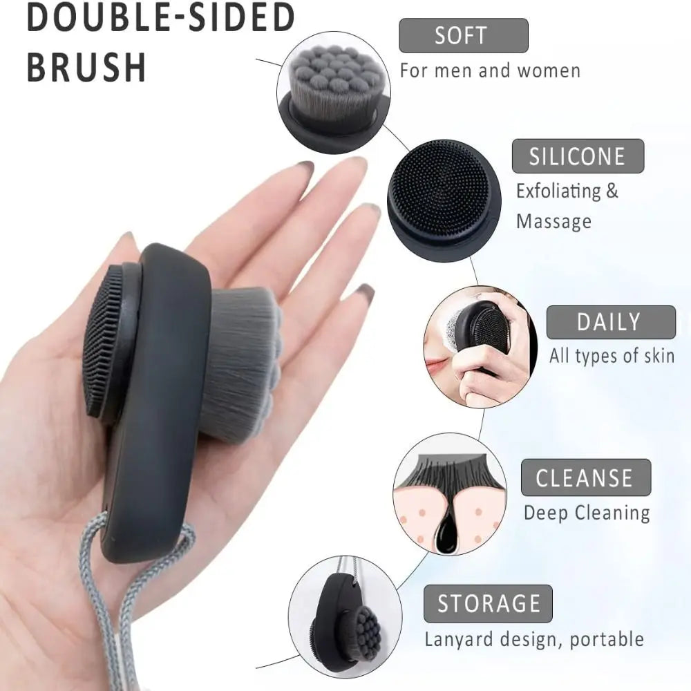 Double-Sided Silicone Face Cleansing Brush | Pore Exfoliator Face Cleansing Brush QXL