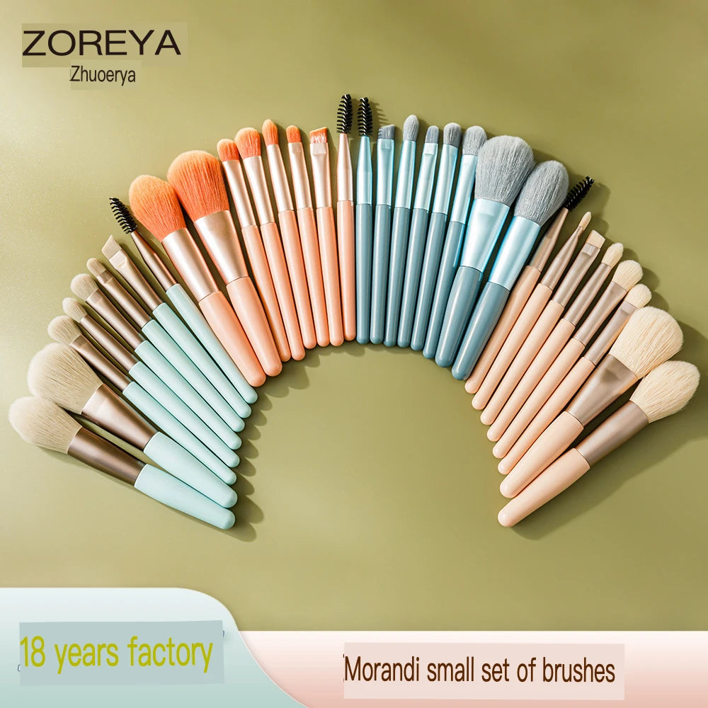 Zoreya 8-Piece Portable Mini Makeup Brush Set | Morandi Makeup Brush Set QXL