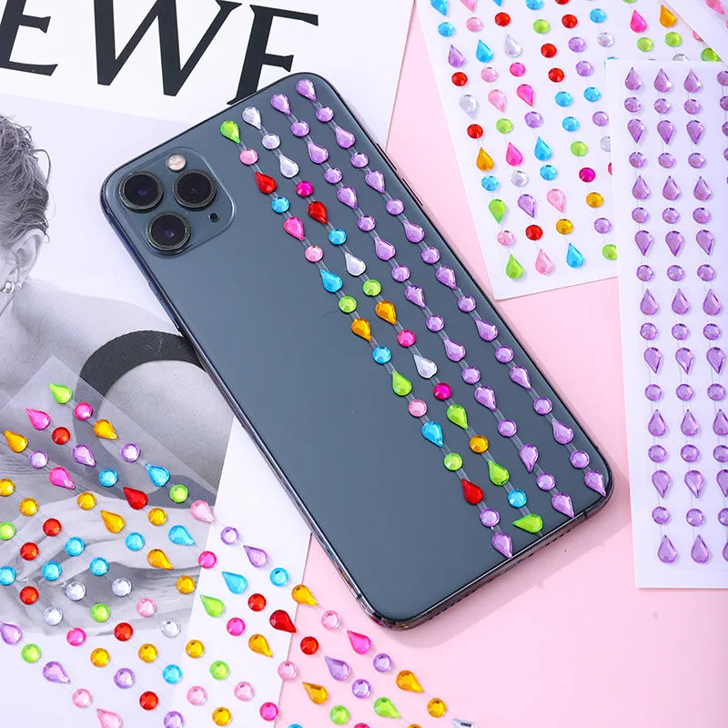 Self-Adhesive Rhinestone Gem Nail Stickers – Multicolor Sheet Nail Rhinestone Stickers QXL