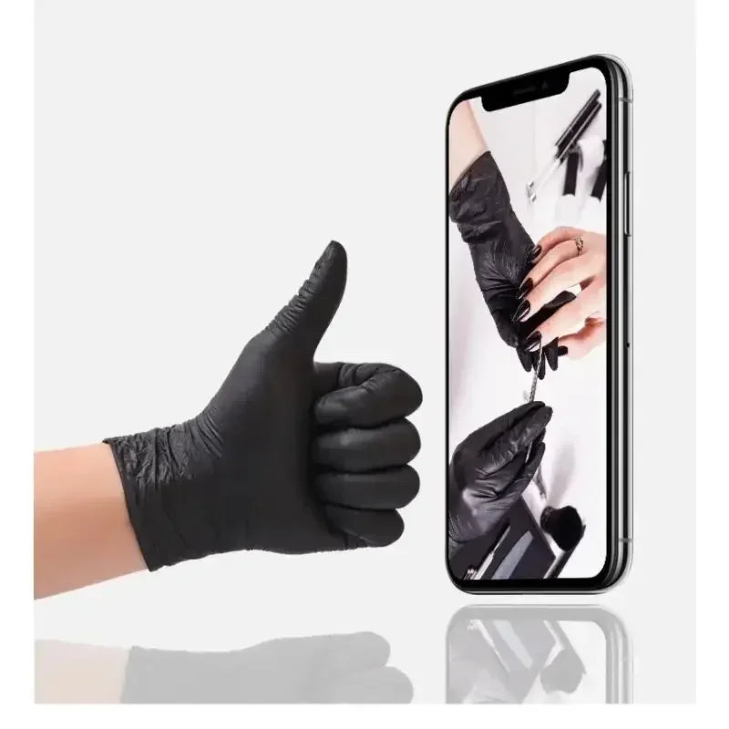 Disposable PVC Nitrile Gloves 20/50 Pack | Black Multipurpose Disposable Gloves QXL