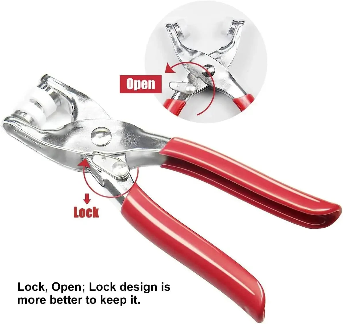Sew-Free Snap Fastener Kit – Hand Press Pliers & 100 Snaps Snap Fastener Kit QXL red-1pcs