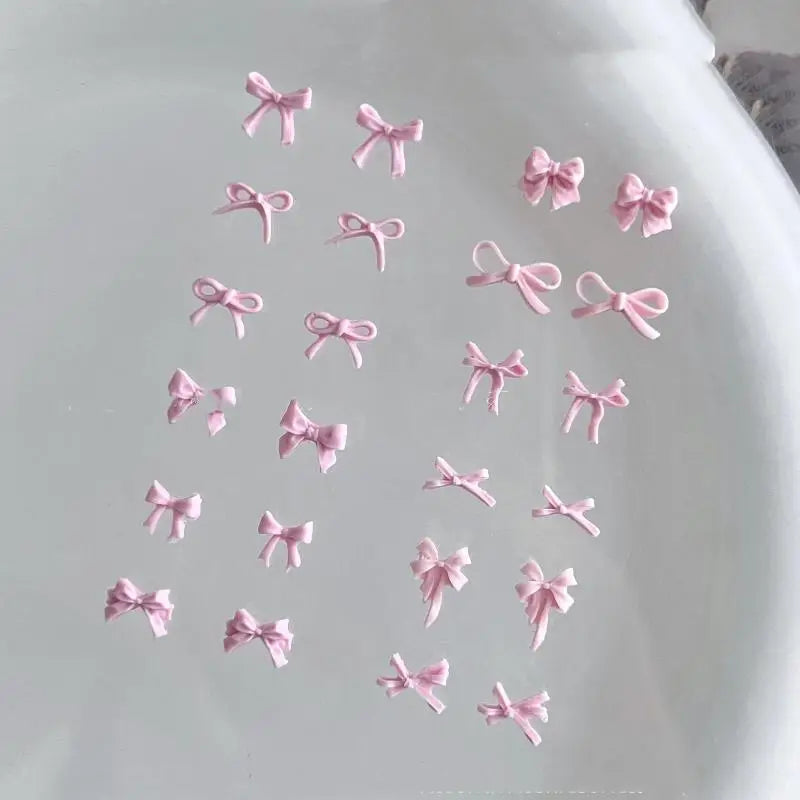 50-Pack 3D Resin Bow Nail Charms | Pink Kawaii Bowknot Art Nail Art Charms QXL