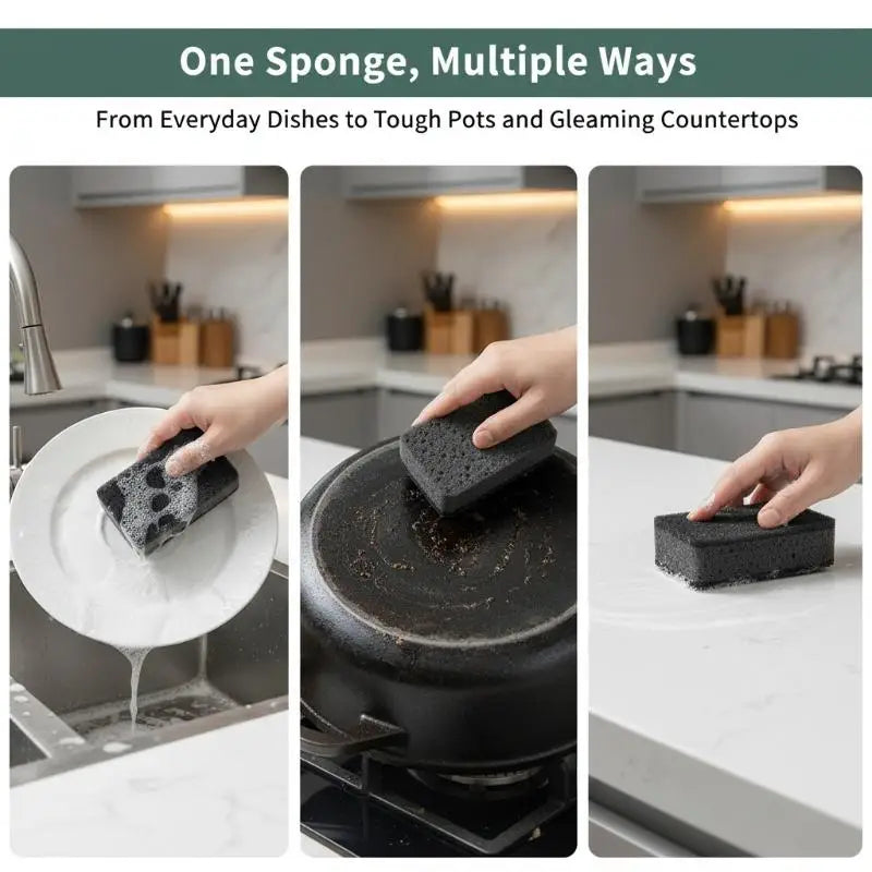 Seaweed Sponge Scrubbing Pads | Nonstick Kitchen Cleaner Kitchen Scrubbing Sponge QXL