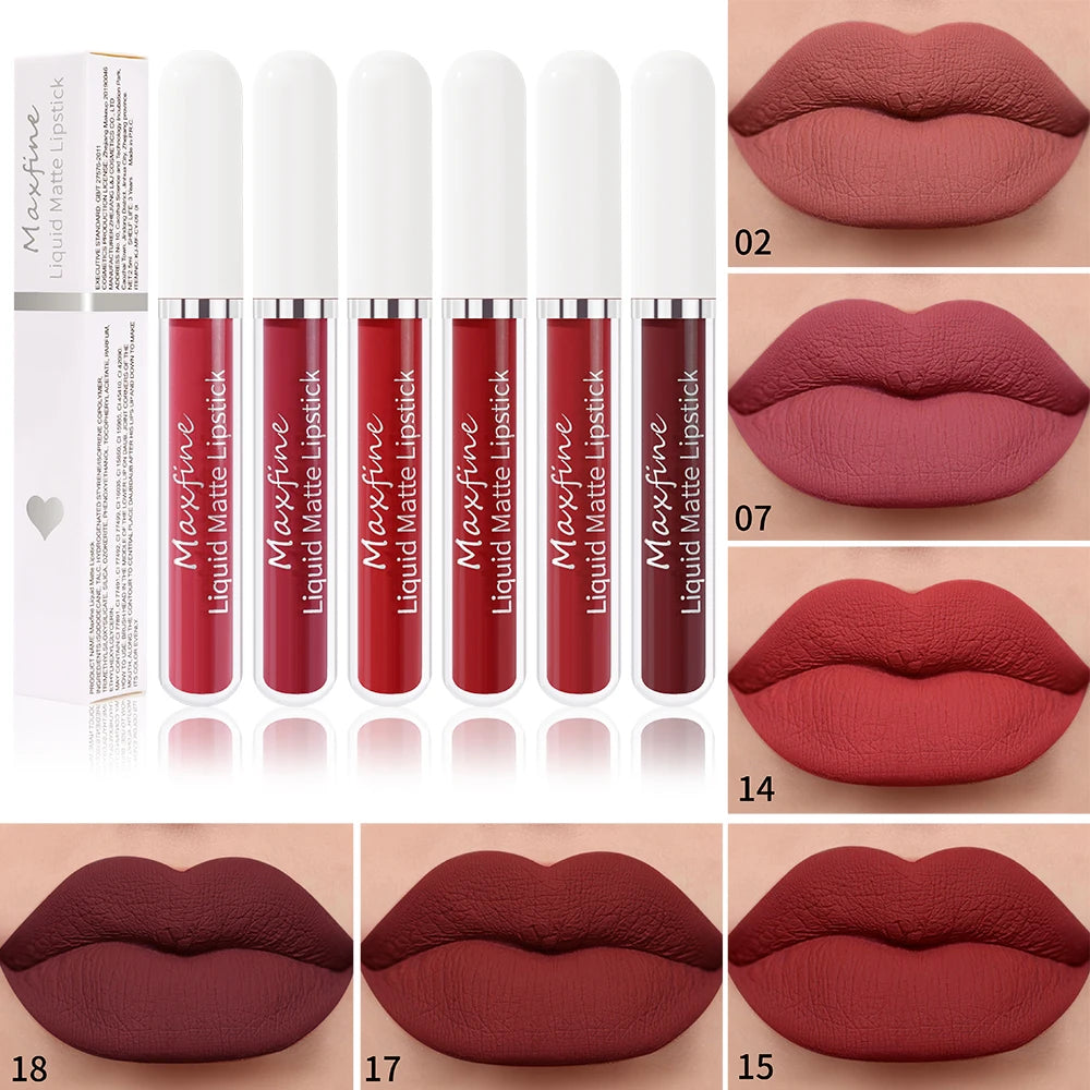 MAXFINE Matte Liquid Lipstick | Waterproof Long-Lasting Lip Gloss Matte Liquid Lipstick QXL