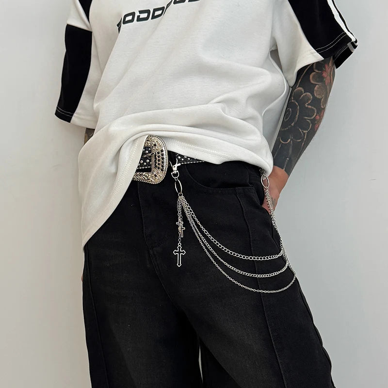 Retro Punk Cross Waist Chain | Unisex Hip-Hop Jeans Chain Waist Chain QXL