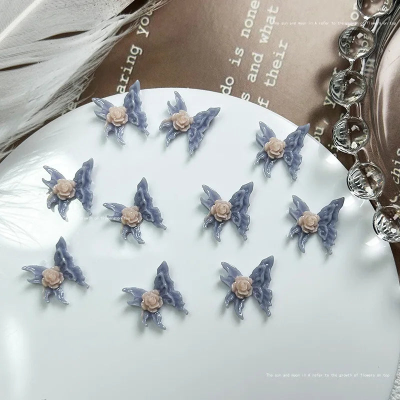 20-Pc 3D Luminous Nail Charms | Flower Butterfly Bow Resin Set Nail Art Charms QXL 20pcs