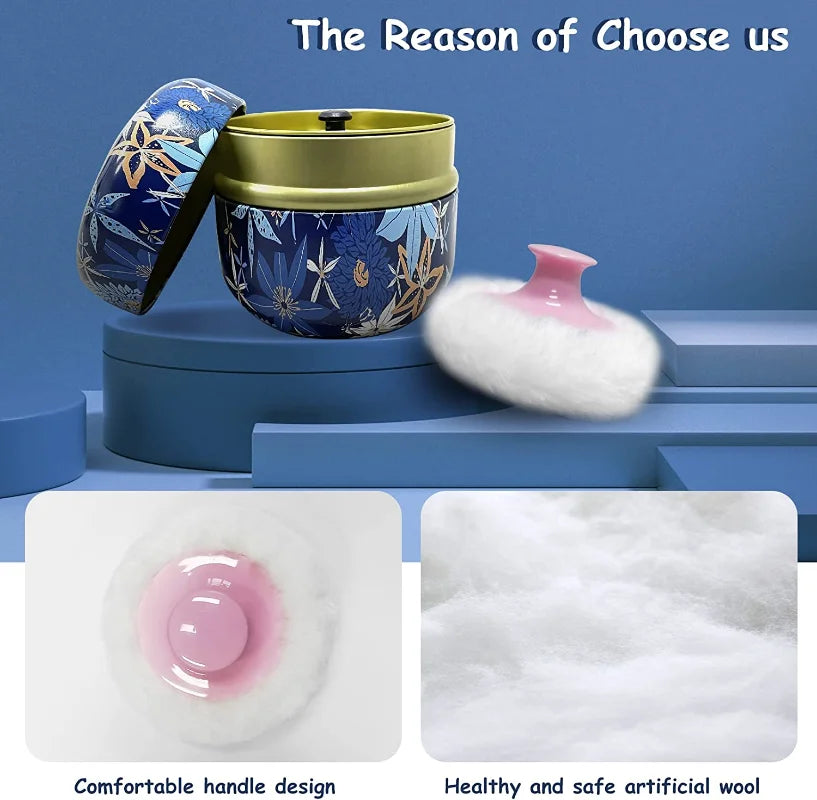 Tinplate Powder Puff Container Jar – Baby & Women 50g Powder Puff Container QXL