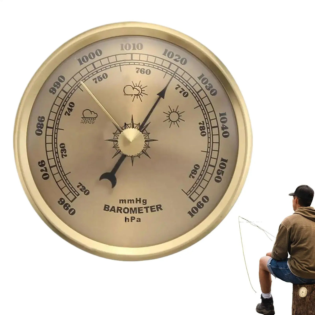 Fishing Barometer – Analog Air Pressure & Weather Gauge Fishing Barometer QXL