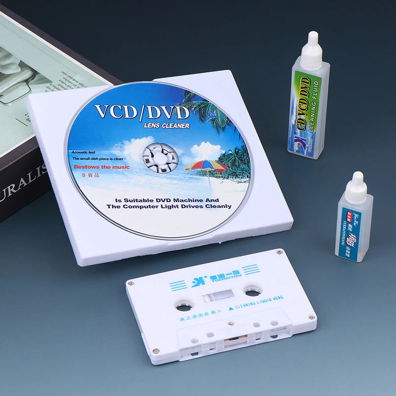 DVD CD Lens Cleaner & Cassette Tape Head Cleaner Demagnetizer Player Cleaning Kit QXL
