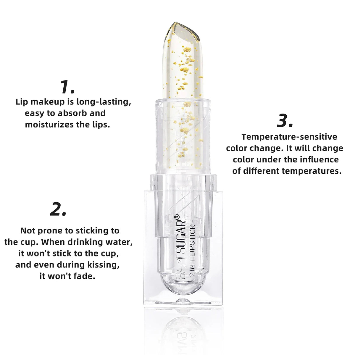 SAM SUGAR Gold Foil Color-Changing Lipstick & Lip Balm Color-Changing Lipstick QXL