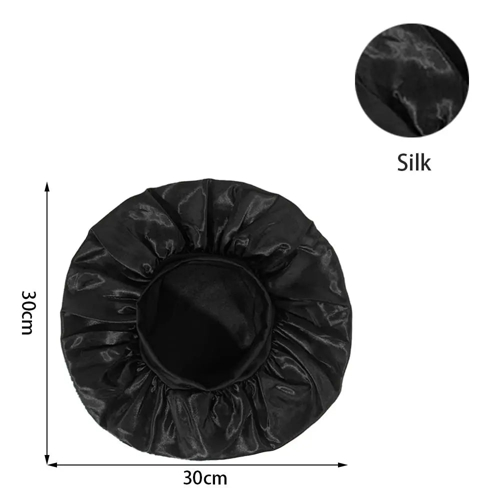 Satin Sleep Bonnet & Shower Cap | Large Elastic Hair Hat Satin Sleep Bonnet QXL
